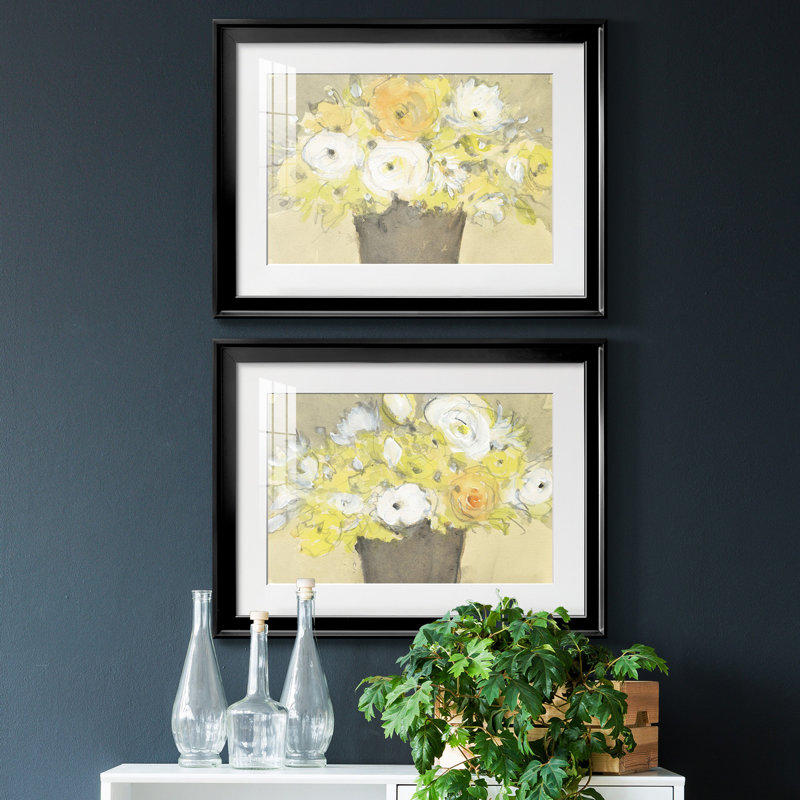 " Table Bouquet I " 2 - Pieces, 36.5" H x 53" W x 1" D, Black Framed