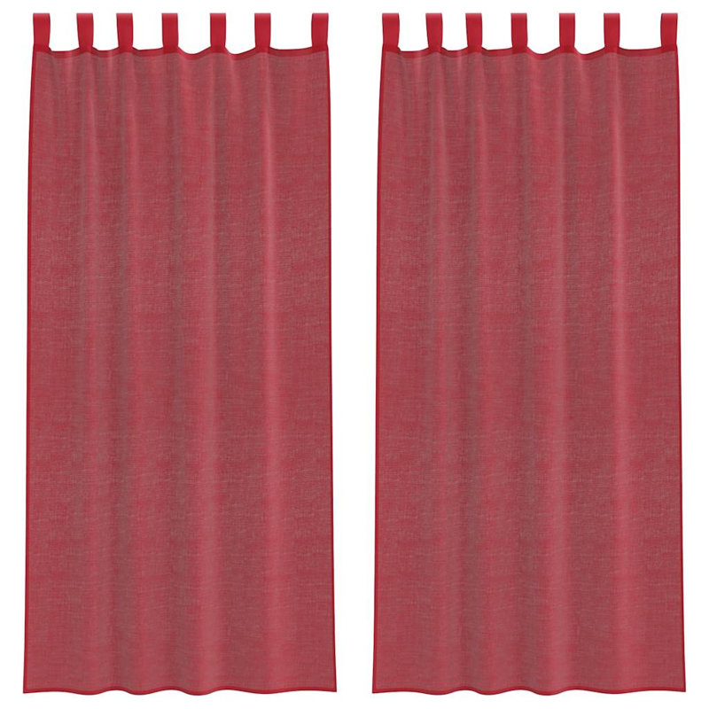 Voile Curtains With Rod Pockets 2 Pcs, 140cm Width x 225cm Drop, Wine Red