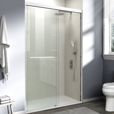 44-48 in. W x 72 in. H Double Sliding Shower Door, Semi-frameless Bathroom Sliding Door with 1/4" (6mm) Tempered Glass for Walk-in Shower