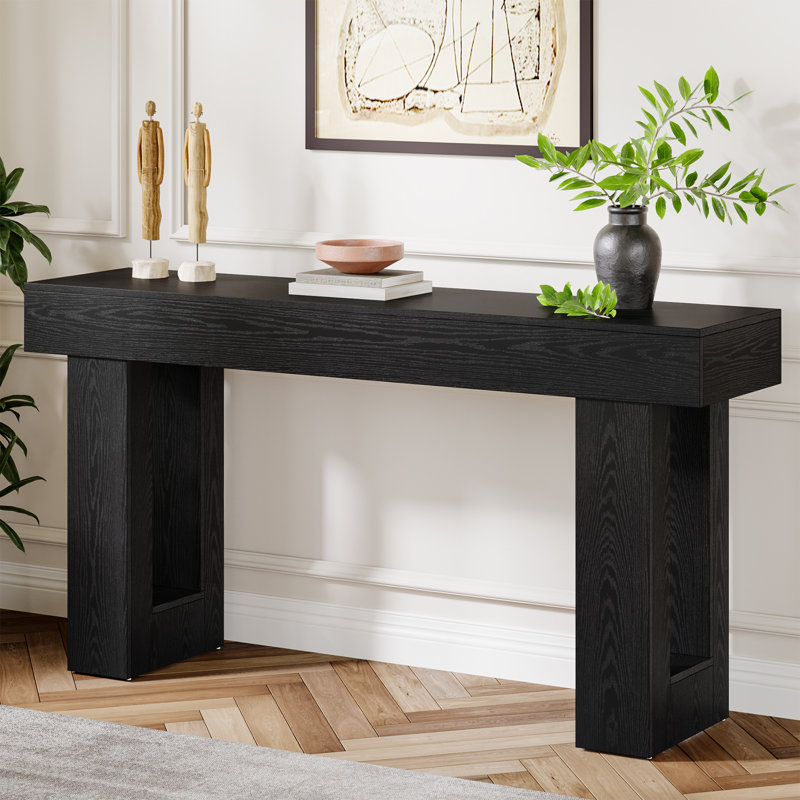 Black 63-Inch Modern Wood Console Table for Entryway