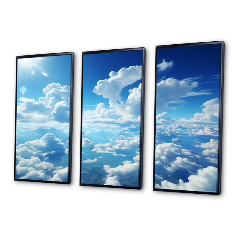 Calm Sky Embrace I - art mural ciel, H 28 po x l 36 po x P 1 po, Cadre flottant noir