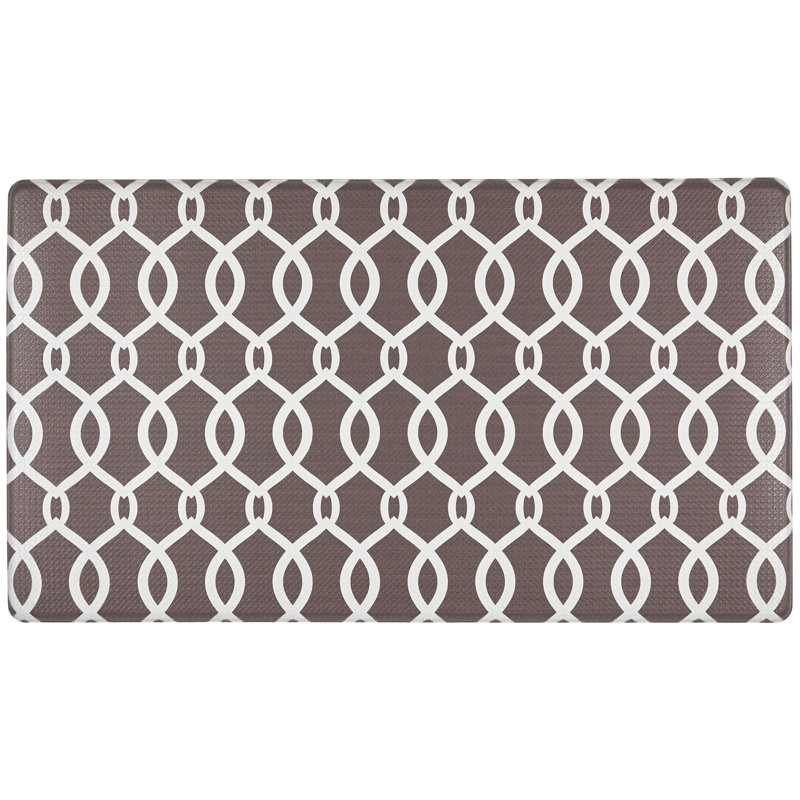 Geometric Water Resistant Anti-Fatigue Non-Skid Kitchen Mat, Brown, Rectangle 1'8" x 3'