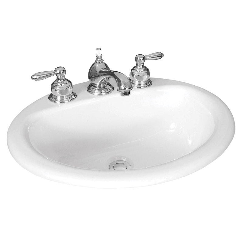 Lavabo de salle de bain ovale encastré en porcelaine vitreuse avec trop-plein Alto II, Entraxe de 8 po