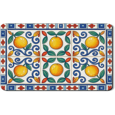 Tapis de séchage de plat à citron pour comptoir de cuisine, tapis de support d'égouttoir en caoutchouc absorbant jaune vif, coussin de séchage à motif floral coloré pour bar à café 16 x 24 po