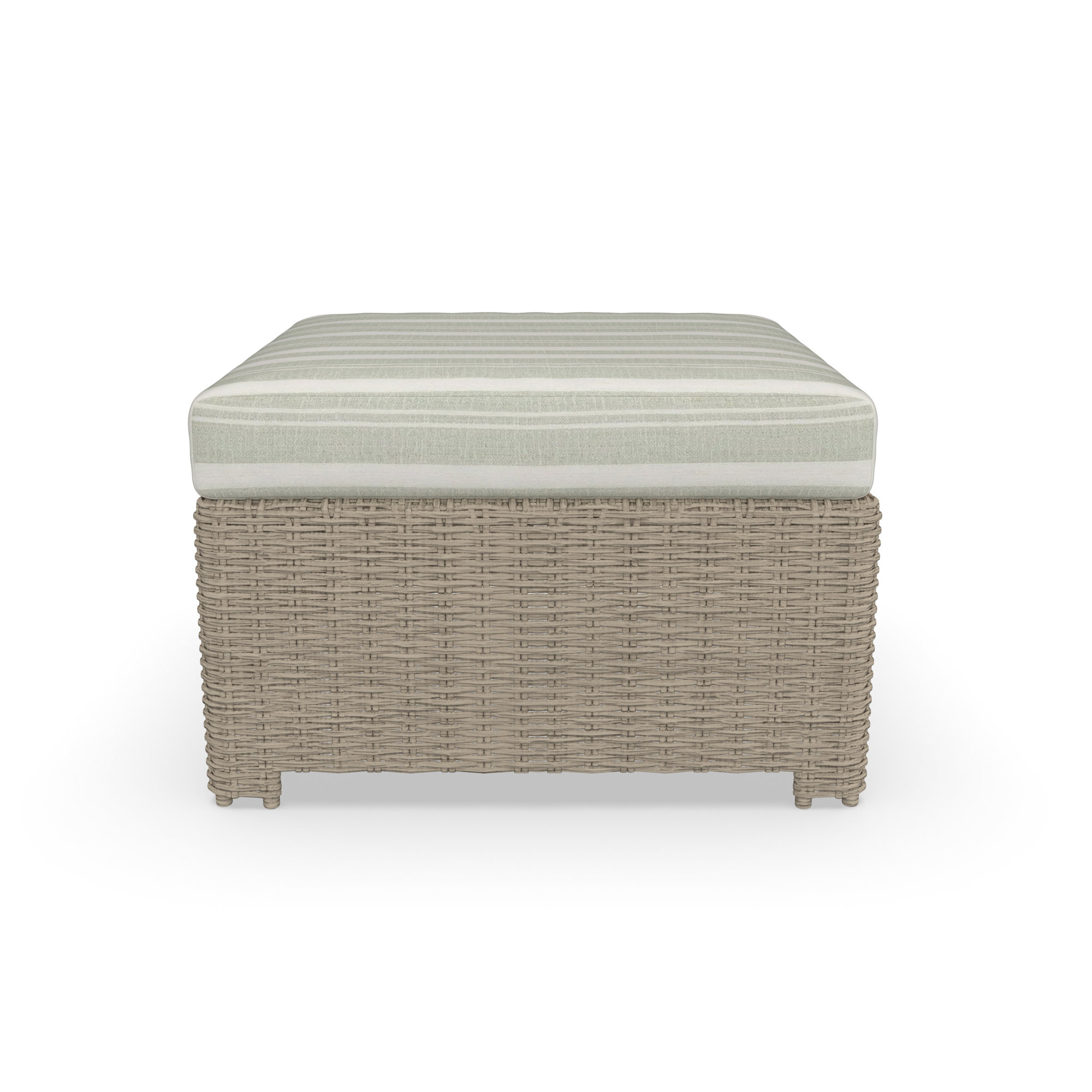 Outdoor Ottoman With Sunbrella Cushions, Tranquil Sage
