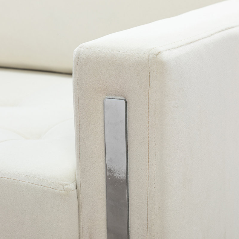 Fauteuil club Amelianna en velours capitonné de 31,5 po de largeur (ensemble de 2), Velours ivoire