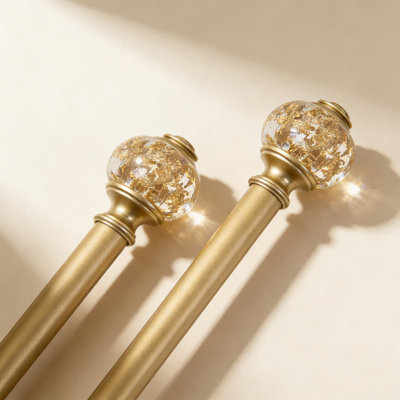 2-Pack Telescoping Curtain Rods, 1 Inch Diameter Heavy-Duty Drapery Rods Adjustable From 28 To 48 Inches, Includes Luxury Gold Finials For Easy Installation