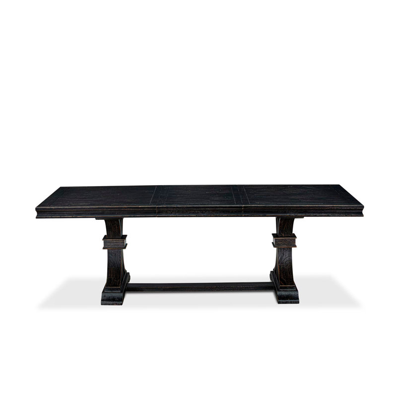 9-piece dining set includes a rectangular dining table and 8 Cream Linen Fabric dining chairs with Button Tufted Chair Back - Sand Blasting Black.