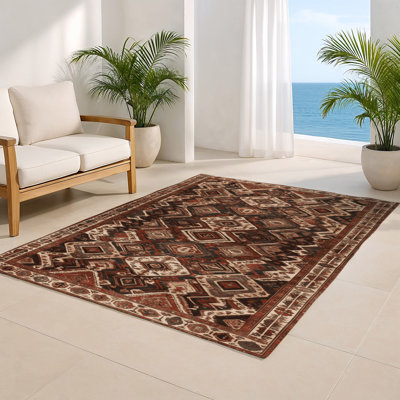 Tapis d'intérieur et d'extérieur brun Persian