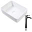 Lavabo vasque en céramique 19 po x 15 po avec robinet noir mat, illusion indispensable pour la salle de bain