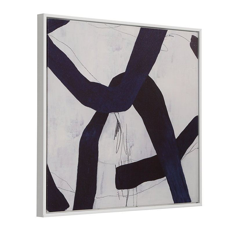 Ensemble d'art mural moderne encadré bleu moderne 20 x 20 pouces, Cadre blanc