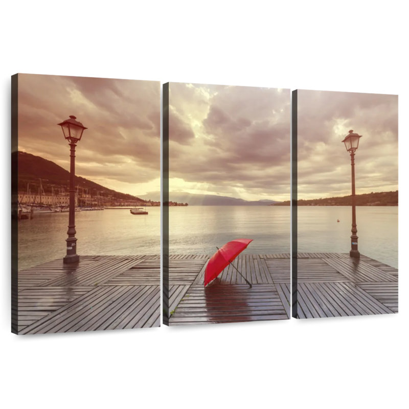 Aletra Lake Garda Red Umbrella, 20" H x 33" W