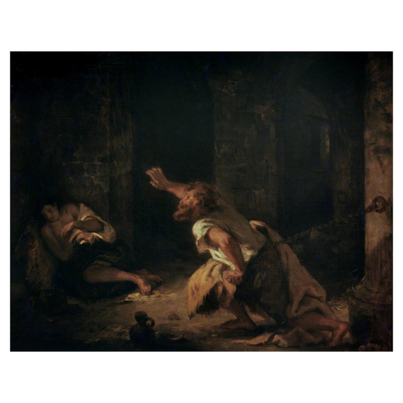 Le prisonnier de Chillon par Eugène Delacroix - Estampe numérique, H 32 po x l 40 po