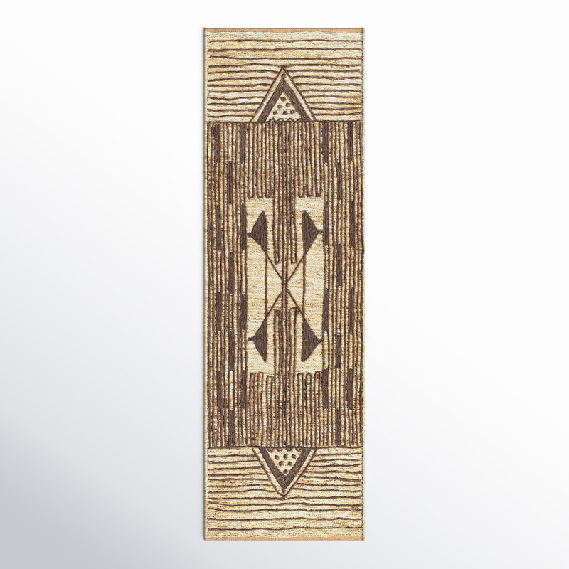 Tapis blé / gris anthracite noué à la main Boman Southwestern, Tapis de couloir 2 pi 6 po x 8 pi