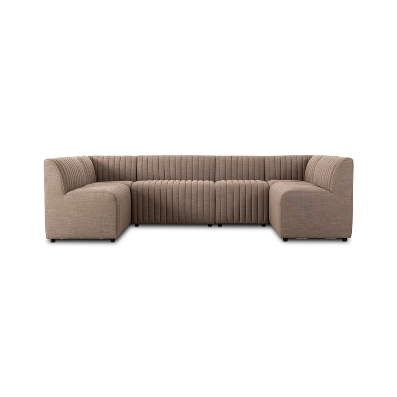 Camille Dining Banquette U Shape 119.5"-Crypton Nomad Taupe, Crypton Nomad Taupe Polyester, 31.5" H X 119.5" W x 66.5" D