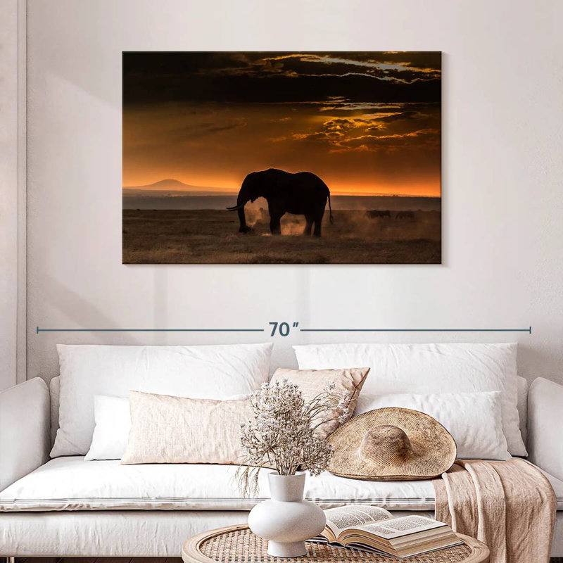 Brampt African Elephant Silhouette, 30" H x 45" W