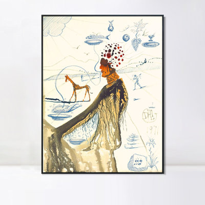 Impression giclée sur toile encadrée, série n° 056, par Salvador Dali : décoration murale pour salon, maison ou bureau (cadre noir fin, 45,7 x 61 cm).