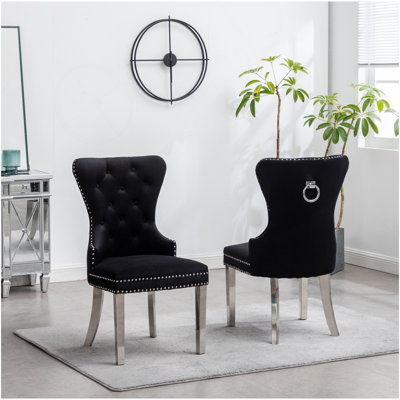 Ensemble de 2 chaises en velours capitonné Montura