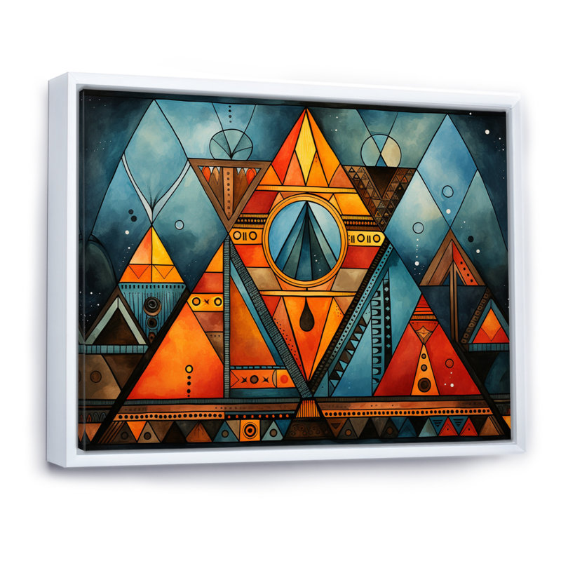 Motif tribal africain I sur toile, H 16 po x l 32 po x P 1 po, Cadre flottant blanc