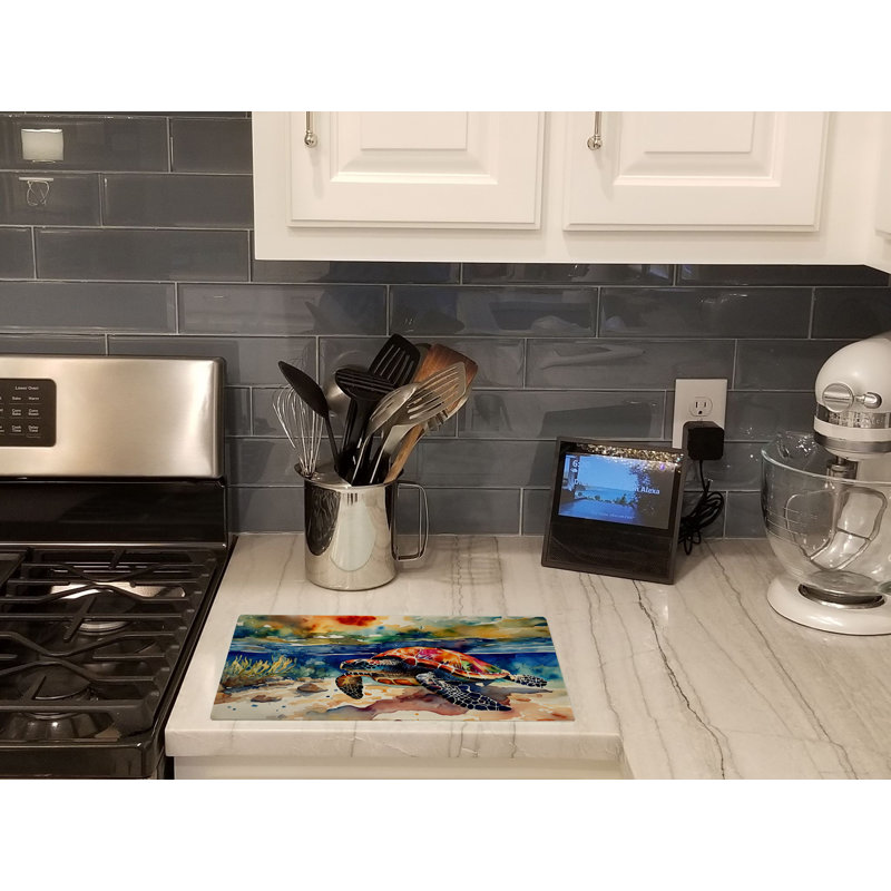 Loggerhead Sea Turtle Glass Cutting Board Large