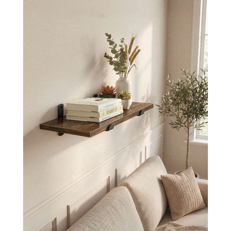 Floating Shelf, 10cm H x 40cm W x 21.3cm D, Brown