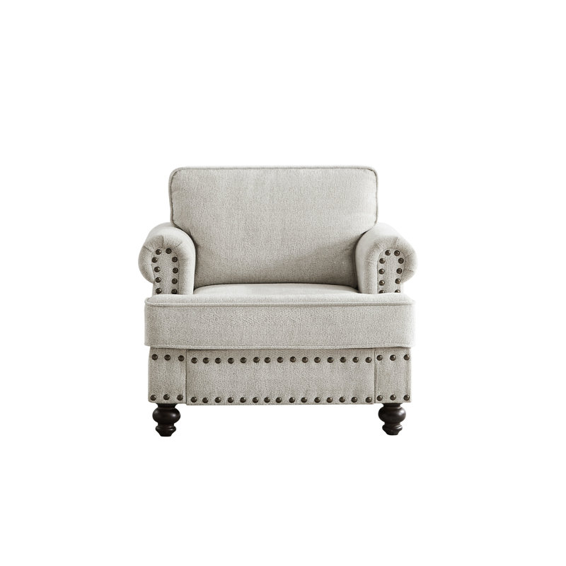 Chenille blanche 1 place avec et clous - Tissu d'ameublement doux American Design pour espace de vie principal Assemblage facile 20 min