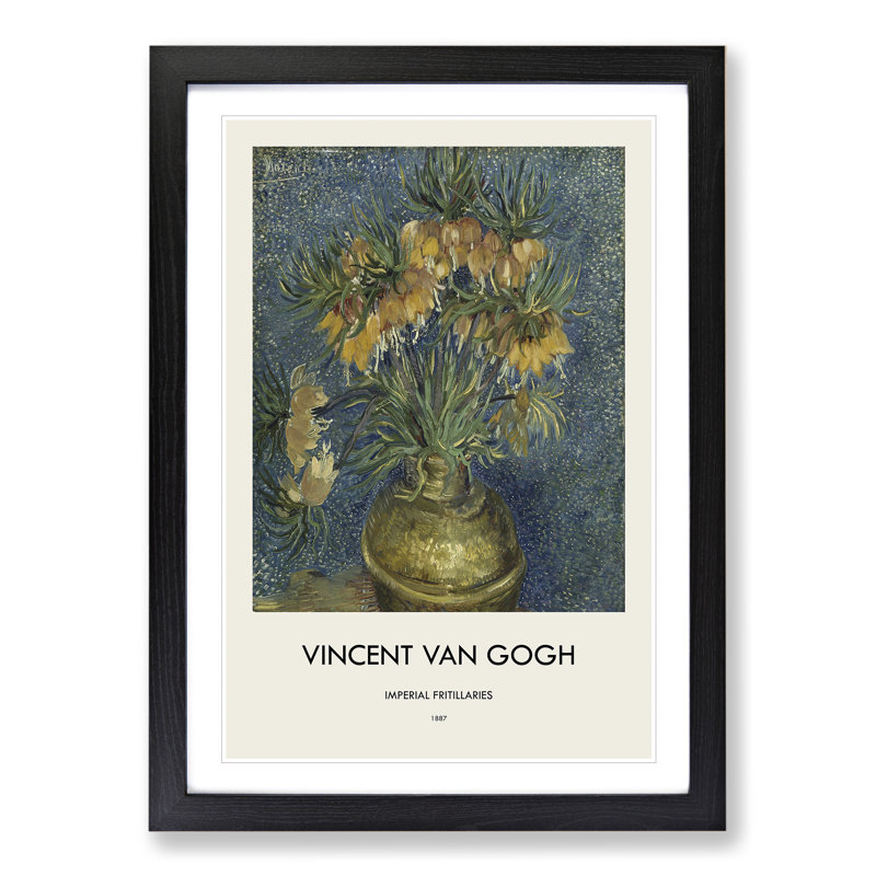 Imperial Fritillaries by Vincent Van Gogh - Picture Frame Painting, 48cm H x 36cm W x 2cm D, Black Framed