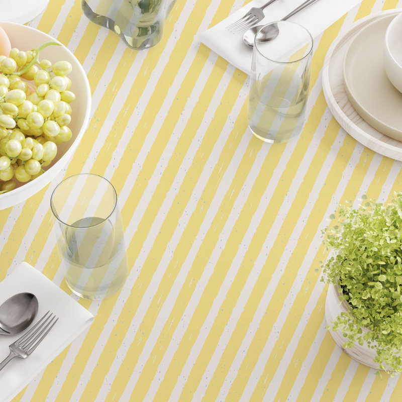 Fabric Textile Products, Inc. Rectangular Tablecloth, 100% Cotton, Lemonade Stripe, 84" x 60"