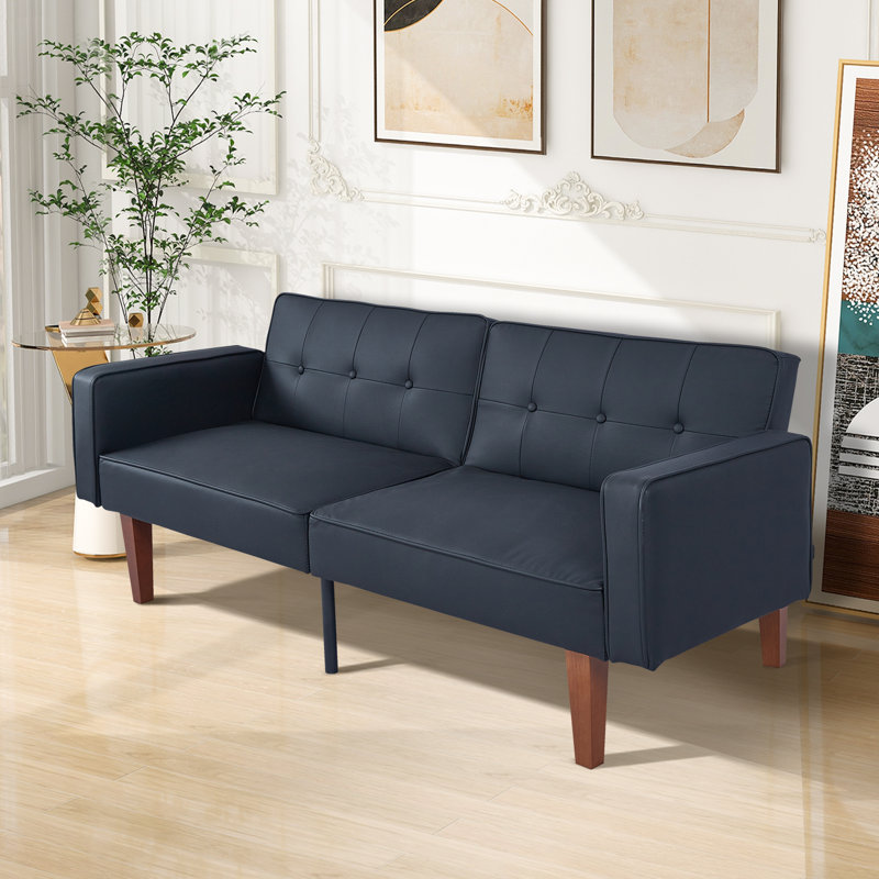 Futon rembourré Taeler, Noir mat