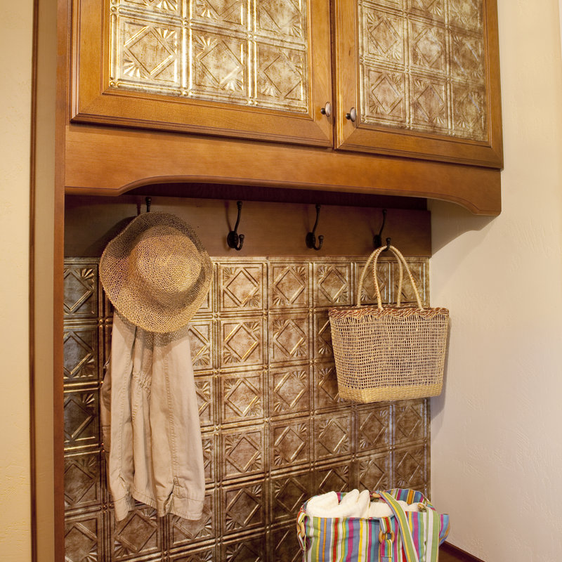 FASÄDE Traditional Style/Pattern 4 Decorative Vinyl Backsplash 15 sq ft Kit, Bermuda Bronze