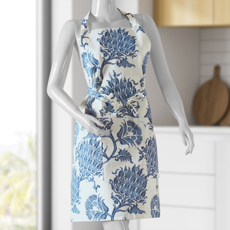 Printed Cotton Kitchen Apron with Pockets Adjustable