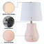 Lampe de table 19,25 po en céramique rose avec base texturée et abat-jour en lin-1831798624