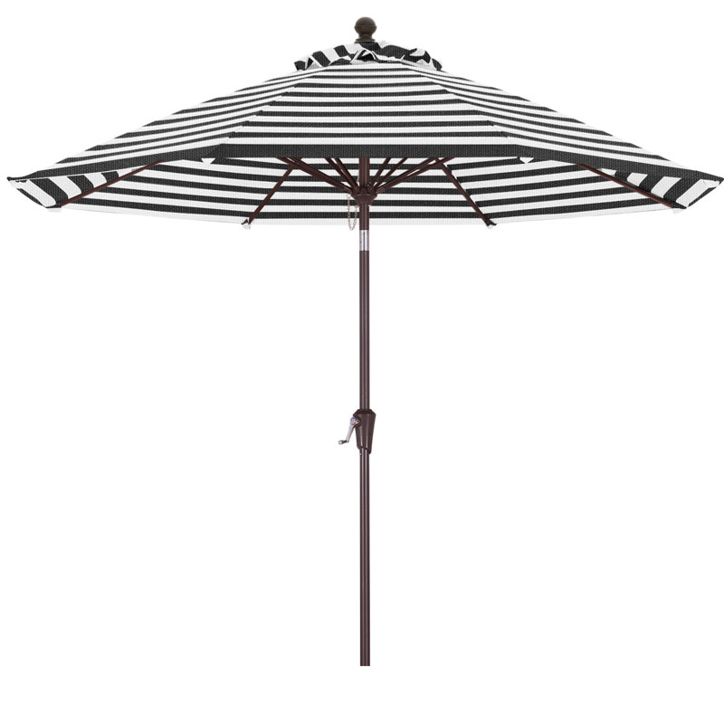 Parasol de marché en oléfine de 2,74 m (9 pi) avec inclinaison et levage à manivelle, Rayure tuxedo