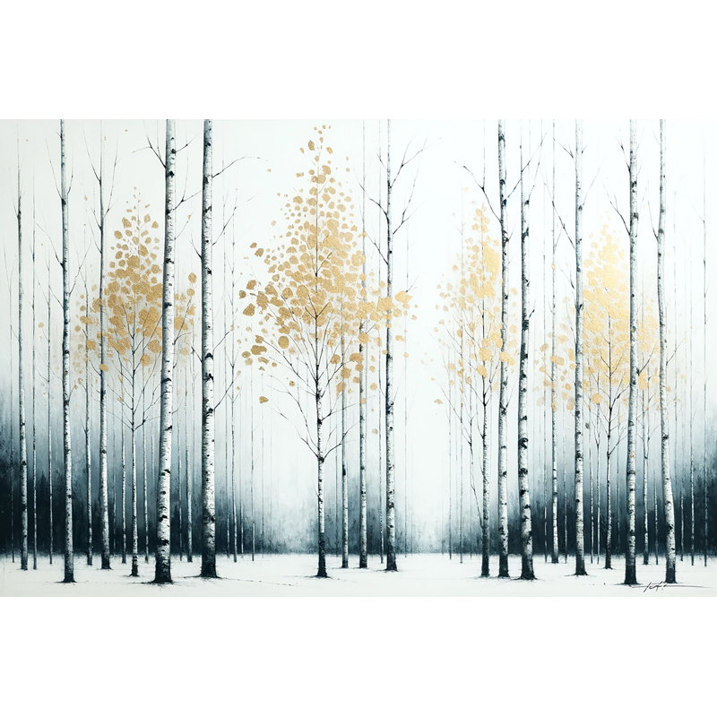 «Birch Serenity in Winter», art mural sur toile, H 30 po x l 40 po
