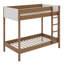 Lit superposé simple au-dessus de simple, cadre de lit superposé rembourré avec tête et pied de lit en tissu molletonné Teddy