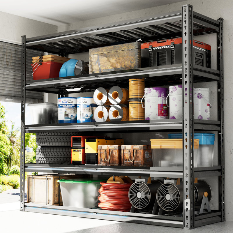 Étagères réglables en métal robustes Adaeze, convenant aux garages, garde-manger, salles de rangement, remises à outils et entrepôts