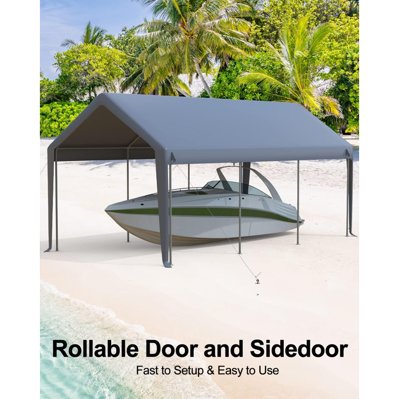 10x20 FT Carport Canopy Replacement Cover, Heavy Duty 200G PE Waterproof Tarp, UV & Wind Resistant Outdoor Shelter for Car Boat Patio Yard