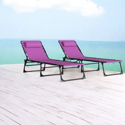 Adjustable Steel Patio Chaise Lounges, Modern Purple Design, Outdoor Leisure