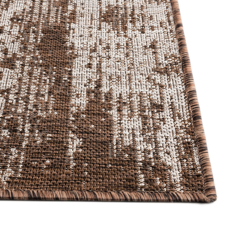 Tapis brun intérieur / extérieur moderne Cartago, Rectangle 2 pi 2 po x 3 pi 1 po