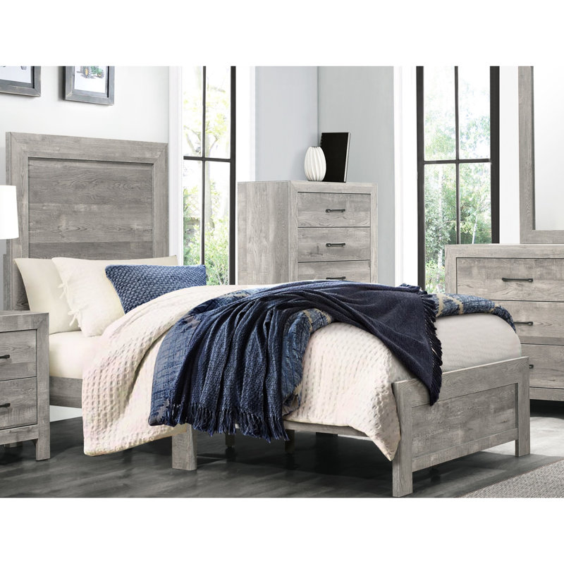 Lit simple gris rustique Modern