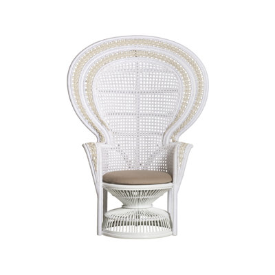 Fauteuil blanc Emanuelle, Linho sable