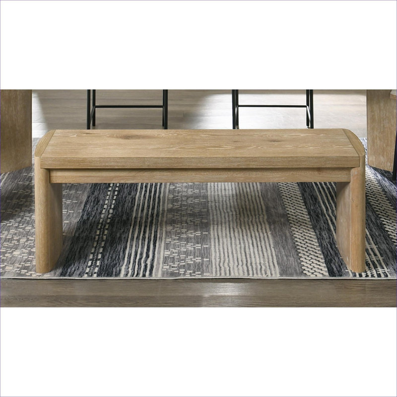 Banc de salle à manger en bois à finition chêne à 2 sièges de 50,5 pouces de large, 17.95" H x 50.47" W x 15.49" D