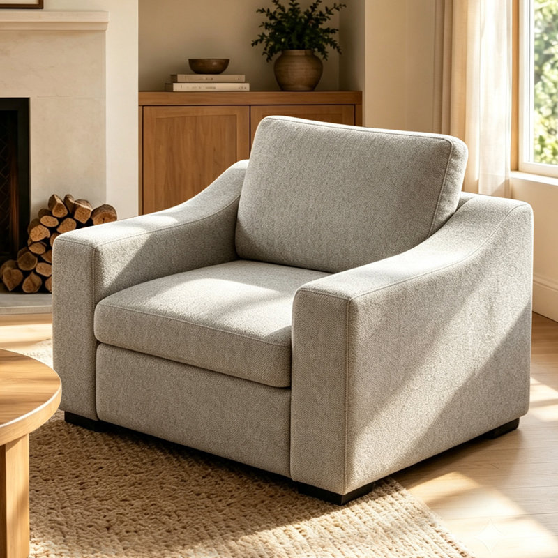 Chaise large et demi Stutsman CAL117, Mélange de polyester brun clair