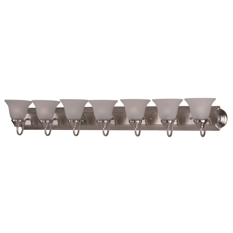 Éclairage de salle de bain à intensité variable 7 lumières Mandu, Verre givré / nickel satiné