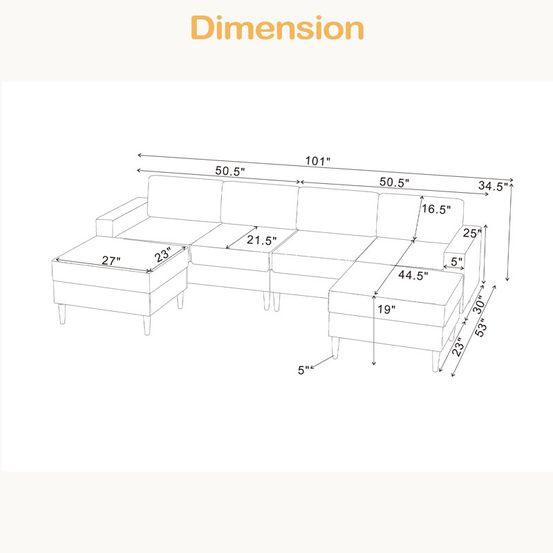 Upholstered Modular Sectional With 2 Ottomans, Dark Green