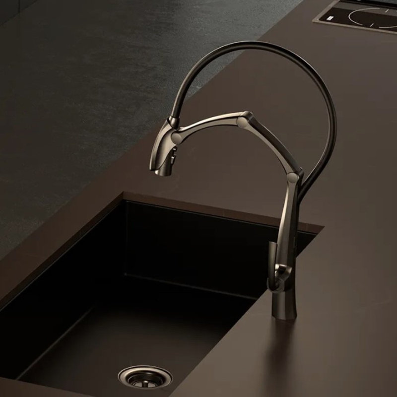 Smart Living&Technology Pull Down Kitchen Faucet, Brushed Gold