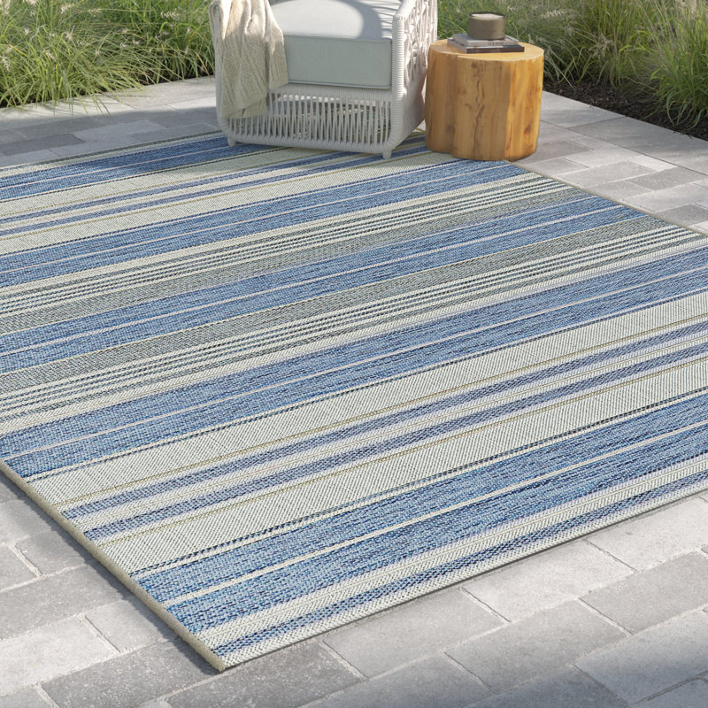 Pearsonville Striped Indoor / Outdoor Rug, Rectangle 7'10" x 10'