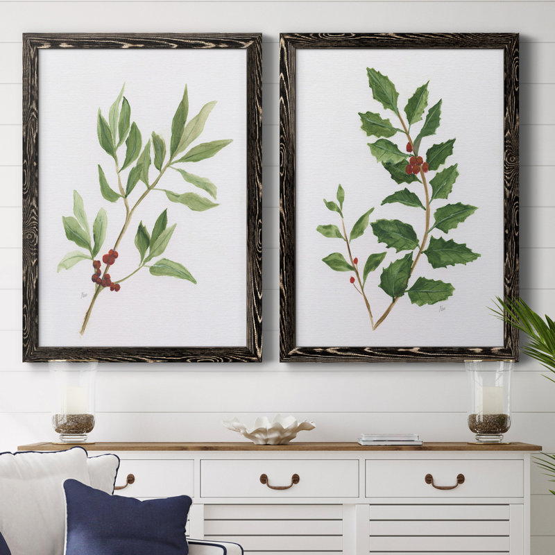 «Winter Botanical I», ensemble de 2 reproductions d'art, H 44 po x l 31 po x P 1 po, H 31,5 po x l 47 po x P 1,5 po