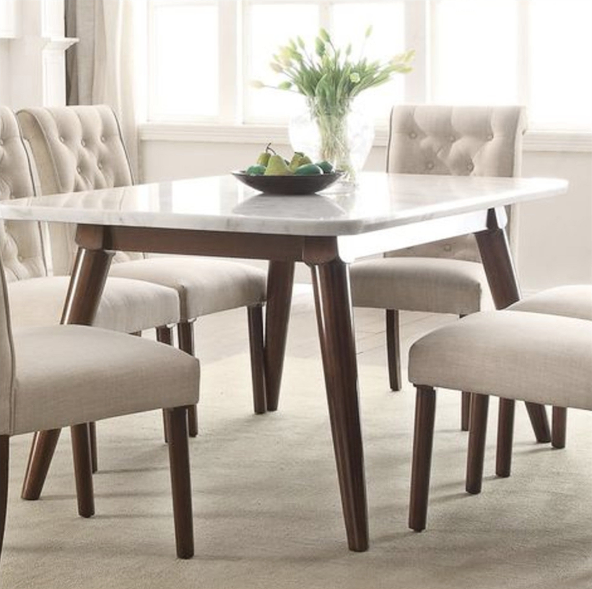 Gasha White Marble & Walnut Coffee Table main image 1