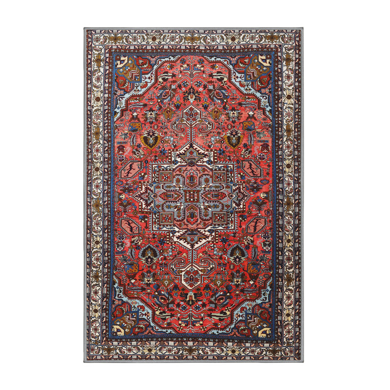 Tapis oriental rouge / beige / noir, Rectangle 5 pi x 8 pi